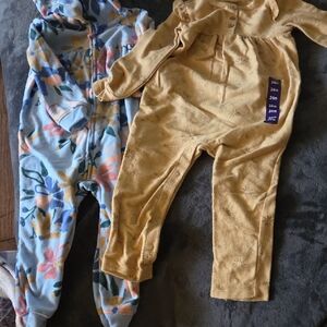 Carters 2 Piece Floral and Yellow Baby Onesies